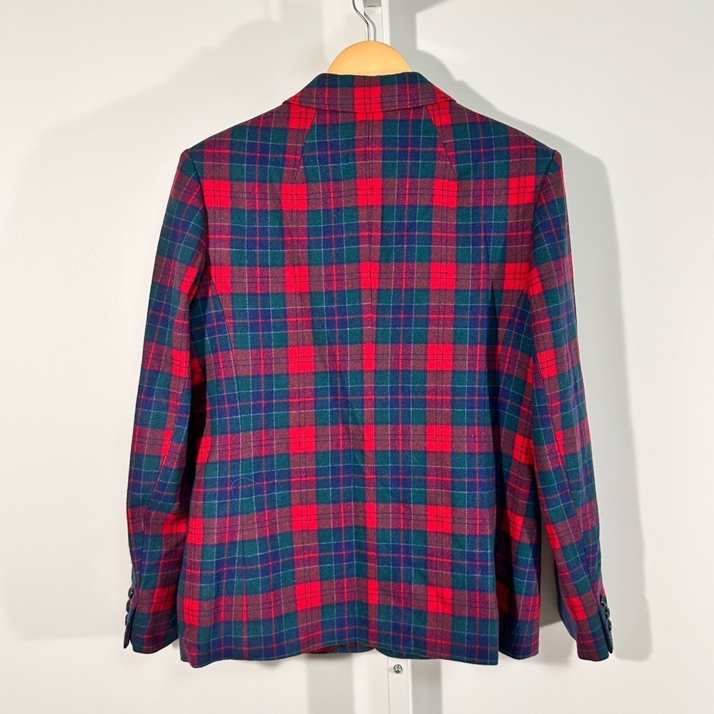 Pendleton Vintage Red & Green Tartan Wool Blazer Made in USA - small medium - Picture 2 of 8